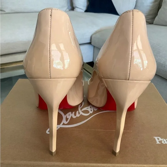 Authentic Christian Louboutin Pigalle Plato nude patent heel, size 39.5 - Picture 4 of 12